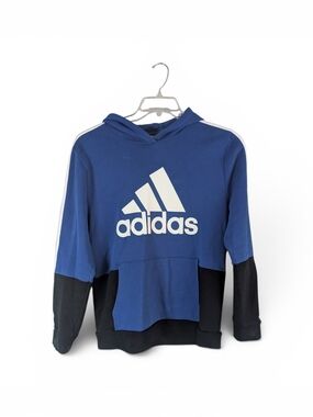 adidas Royal Blue and Black Logo Pullover Boys Hoodie Sz.18/20